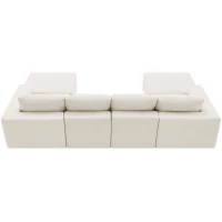 Modular U-Shaped Sectional Sofa with Ottomans, Spring Pack, Fully Compressed Luxury Cloud Chenille Floor Couch, 110" L x 72" W x 30" H, Beige(m-16)
