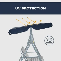 Outsunny 3-Seater Outdoor Porch Swing with Adjustable Canopy, Patio Swing Chair for Garden, Poolside, Backyard, Blue and White(m-4)