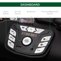 Aosom 2-Seater Kids Tractor, 12V 7Ah Electric Ride-on Car Farm Truck with Parental Control, Detachable Bucket, 2 Speeds, Music, Lights, Suspension Wheels, for 37-72 Months, Green(m-5)