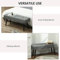 HOMCOM 39" Upholstered Ottoman Bench, Corduroy Entryway Bedroom Bench with Padded Seat and Steel Legs for Bedroom, Grey(m-6)