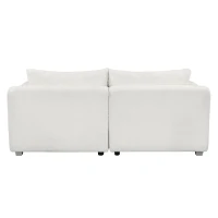 Boucle Fabric Loveseat Sofa with One-Piece Seat Frame, Extra Wide Domed Arms, 2-3 Seat Couch with 2 Pillows, 82" L x 36" W x 34" H, White(m-13)
