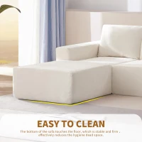 Modular U-Shaped Sectional Sofa with Ottomans, Spring Pack, Fully Compressed Luxury Cloud Chenille Floor Couch, 110" L x 72" W x 30" H, Beige(m-5)