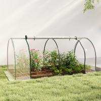 Outsunny 8' x 3' x 2.6' Mini Greenhouse Portable Hot House for Plants with Zippered Doors for Outdoor, Indoor, Garden, Clear