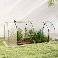 Outsunny 8' x 3' x 2.6' Mini Greenhouse Portable Hot House for Plants with Zippered Doors for Outdoor, Indoor, Garden, Clear(m-1)