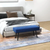 HOMCOM 39 Inches Upholstered Bedroom Bench, Modern End of Bed Bench with Steel Legs, Dark Blue(m-1)