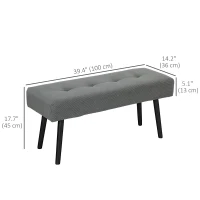 HOMCOM 39" Upholstered Ottoman Bench, Corduroy Entryway Bedroom Bench with Padded Seat and Steel Legs for Bedroom, Grey(m-3)