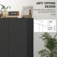 HOMCOM Shoe Storage Cabinet with Adjustable Shelves and Soft-Close Hinges, for 15-20 Pairs of Shoes, Black(m-7)