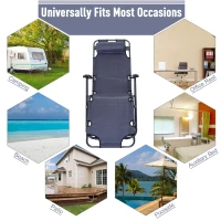 Outsunny Folding Chaise Lounge Chair, Outdoor Portable 2-Level Adjustable Recliner Zero Gravity Chair with Headrest Pillow, Armrests with Storage Mesh Pocket, Grey(m-7)