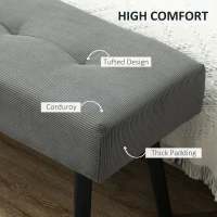 HOMCOM 39" Upholstered Ottoman Bench, Corduroy Entryway Bedroom Bench with Padded Seat and Steel Legs for Bedroom, Grey(m-4)