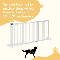 PawHut Freestanding Length Adjustable Wooden Pet Gate with Lockable Door 3 Panels, White(m-4)