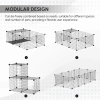 PawHut Small Animal Cage with 16 Panels, Portable Metal Wire Pet Fence with Door, Non-slip Feet for Bunny Guinea Pig(m-4)