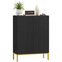 HOMCOM Shoe Storage Cabinet with Adjustable Shelves and Soft-Close Hinges, for 15-20 Pairs of Shoes, Black(m-11)