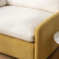 Oversized Chenille Single Sofa Chair with 2 Throw Pillows, Extra-Wide Seat, Modern Upholstered Armchair, 50" L x 43" W x 34" H, Cream+Yellow(m-11)