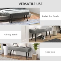 HOMCOM 39 Inches Upholstered Bedroom Bench, Modern End of Bed Bench with Steel Legs, Grey(m-6)
