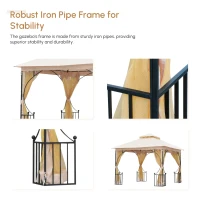 Outsunny 10'x10' Patio Gazebo, Outdoor Garden Canopy for Events Party Backyard with Mosquito Netting(m-5)