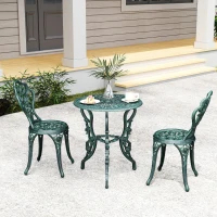 Outsunny 3 Pieces Patio Bistro Table and Chairs Antique Green(m-10)