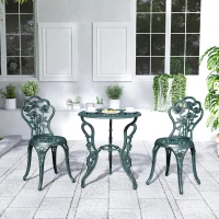 Outsunny 3 Pieces Patio Bistro Table and Chairs Antique Green(m-7)