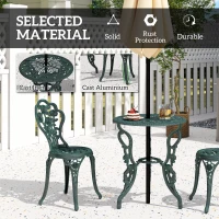 Outsunny 3 Pieces Patio Bistro Table and Chairs Antique Green(m-6)