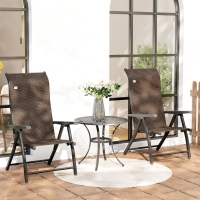 Outsunny 2PCs Outdoor Wicker Folding Chairs with Adjustable Backrest, Brown