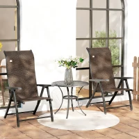 Outsunny 2PCs Outdoor Wicker Folding Chairs with Adjustable Backrest, Brown(m-1)