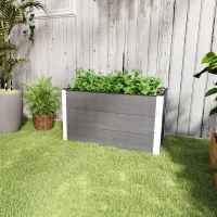 Outsunny 3' x 2' x 2' Raised Garden Bed, Wood Plastic Planter Box for Flowers, Vegetable, Herb, Grey(m-1)