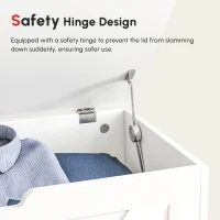 HOMCOM 31.5 Inches Storage Chest, Storage Trunk with 2 Safety Hinges, Wooden Box for Living Room, White Wood Grain(m-5)