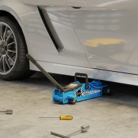 HOMCOM Low Profile Car Jack, Hydraulic Racing Floor Jack, 3.1"-14.1" Lifting Range, 2.5 Ton (5,000 lb) Capacity, Blue(m-9)