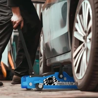 HOMCOM Low Profile Car Jack, Hydraulic Racing Floor Jack, 3.1"-14.1" Lifting Range, 2.5 Ton (5,000 lb) Capacity, Blue(m-1)