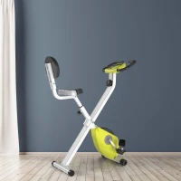 Soozier Foldable Indoor Stationary Bike with 8 Levels of Magnetic Resistance, Exercise Bike for Cardio Workout, Yellow(m-1)