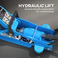 HOMCOM Low Profile Car Jack, Hydraulic Racing Floor Jack, 3.1"-14.1" Lifting Range, 2.5 Ton (5,000 lb) Capacity, Blue(m-7)