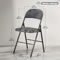 HOMCOM 4 Pack Folding Chairs with Padded Seats, Velvet Portable Party Chairs with Steel Frame, Dark Grey(m-3)