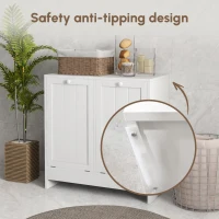 kleankin Tilt-Out Laundry Storage Cabinet, Modern Laundry Hamper with 2 Compartments for Bathroom Washroom, White(m-4)