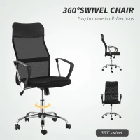 HOMCOM Ergonomic Mesh Office Chair, High Back Computer Desk Chair with Adjustable Height, Tilt Function, Armrest, 360° Swivel for Home Office, Black(m-7)