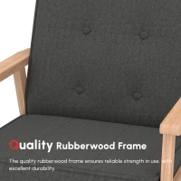 HOMCOM Mid-Century Accent Chair Modern Fabric Upholstered Tufted Back Lounge Sofa Seat - Grey(m-6)