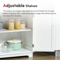 HOMCOM Sideboard Buffet Cabinet with Storage, 27" Kitchen Cabinet with Adjustable Shelf, 2 Drawers and 2 Doors, Coffee Bar Cabinet with Rubberwood Tabletop, White(m-5)