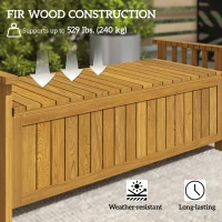 Outsunny Wooden Bench with Storage Box, Outdoor Exterior Bench with Armrests for Patio Garden Balcony, Brown(m-6)