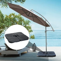 Outsunny 4pc Portable Umbrella Base Weights Garden Parasol Base Outdoor Patio Umbrella Stand Holder Weights, Black(m-9)
