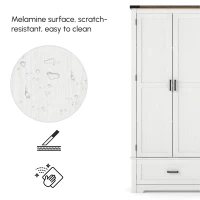 HOMCOM 69" Tall Farmhouse Kitchen Pantry Cabinet with 2 Doors, Drawer and Adjustable Shelves, White(m-4)