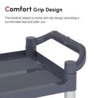 HOMCOM 3-Tier Utility Cart Large Rolling Storage Trolley with 3 Shelves Metal Clean Service Cart, Restaurant, Hotel, Livingroom, Silver and Grey(m-6)