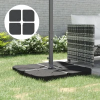 Outsunny 4 Pieces Cantilever Patio Umbrella Base Stand, Outdoor Offset Umbrella Weight Plates, 158 lb Capacity Sand or 60 Liter Capacity Water, Black(m-10)