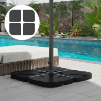 Outsunny 4 Pieces Cantilever Patio Umbrella Base Stand, Outdoor Offset Umbrella Weight Plates, 158 lb Capacity Sand or 60 Liter Capacity Water, Black(m-2)