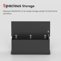 HOMCOM 39.5" Storage Chest with 2 Safety Hinges, Storage Box Organizer with Flip-Top Lid, Entryway Storage Bench, Black(m-4)