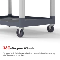 HOMCOM 3-Tier Utility Cart Large Rolling Storage Trolley with 3 Shelves Metal Clean Service Cart, Restaurant, Hotel, Livingroom, Silver and Grey(m-5)