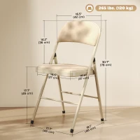 HOMCOM 4 Pack Folding Chairs with Padded Seats, Velvet Portable Party Chairs with Steel Frame, Beige(m-3)