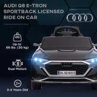 Qaba 12V Battery Powered Kids Electric Car, Audi Q8 etron Sportback Licensed Ride on Car w/ Remote Control, Black(m-4)
