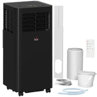 HOMCOM 8000 BTU Mobile Air Conditioner, 345 Sq. Ft., AC Unit with Dehumidifier, Sleep, 24H Timer On/Off, Window Kit, Black(m-11)