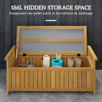 Outsunny Wooden Bench with Storage Box, Outdoor Exterior Bench with Armrests for Patio Garden Balcony, Brown(m-5)