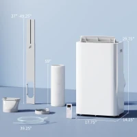 HOMCOM 12000 BTU Portable Air Conditioner with Remote Control, Free Standing AC Unit with Built-in Cool, Dehumidifier, Fan Modes for Room Up to 550 Sq.Ft., 24 Hour Timer, Window Installation Kit(m-3)