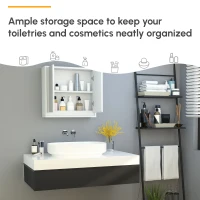 HOMCOM Wall Mounted Bathroom Medicine Cabinet Mirrored Cabinet with Hinged Door 2-Tier Storage Shelves White(m-4)