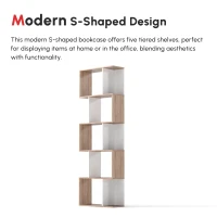 HOMCOM 5-Tier Geometric Bookcase Display Shelf Storage Shelf Modern Room Divider Living Room Home Office Furniture, White(m-9)